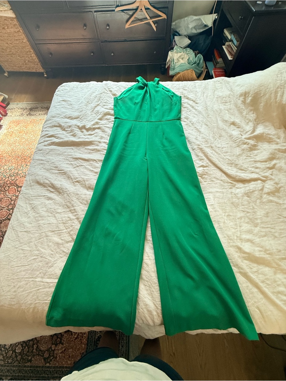 julia jordan Emerald Green Halter Wide-Leg Jumpsuit
